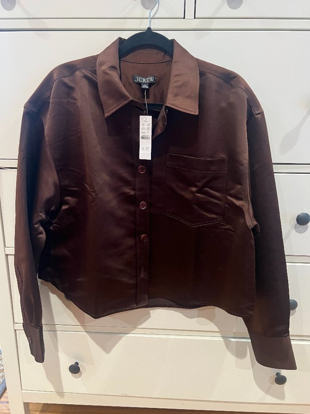 NWT J Crew Etienne French Press Cropped Button Up Shirt in Duchesse Satin